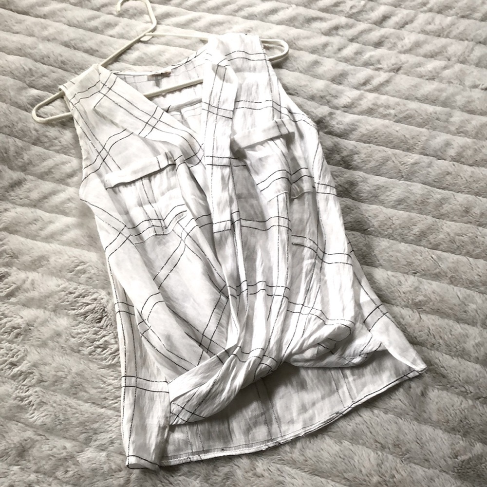 River Island white check sleeveless wrap front‎ blouse